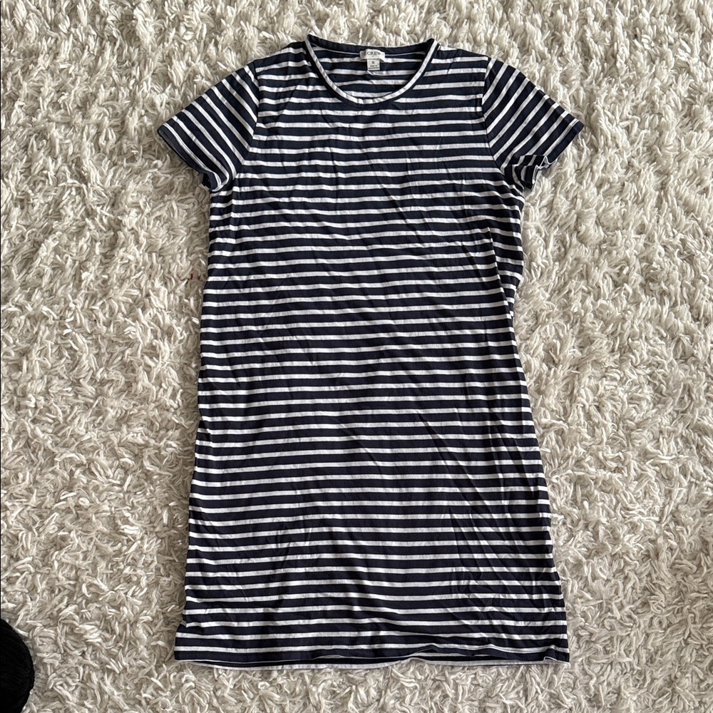 J. Crew Navy and White Striped T-shirt sheath Dress